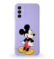 Samsung Galaxy M23 Uyumlu Lansman Kılıf Altı Kapalı İçi Kadife  Mickey Mouse-D Tasarımlı  Kapak (Şeffaf)