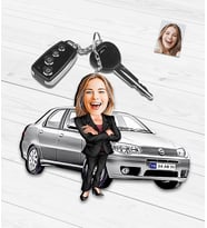Kişiye Özel Araba Temalı Karikatür Ahşap Anahtarlık