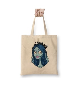 Emily Corpse Bride 01 Beyaz Bez Çanta Uzun Saplı Alışveriş Çantası Plaj Çantası