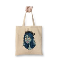 Emily Corpse Bride 01 Beyaz Bez Çanta Uzun Saplı Alışveriş Çantası Plaj Çantası