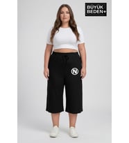 Büyük Beden N Baskılı Kadın Şort Kapri Rahat Kalıp Cepli Bağcıklı 3XL-6XL SPR26BSRK591-19