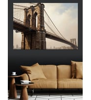 Tarihi Brooklyn Köprüsü New York Dekoratif Kanvas - Mdf Ahşap Tablo