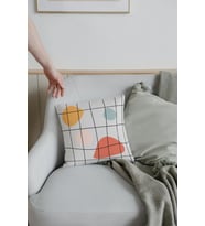 Fermuarlı Tekli Soyut Desenli Çift Tarafı Baskılı 42x42cm Pamuk Dokuma Kırlent Yastık Kılıfı