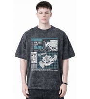 Tasarım Monkey D. Luffy Gear 5 One Piece Anime Baskılı Unisex Oversize Eskitme Yıkamalı Tişört