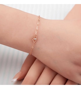 Gümüş Rose Lotus Çiçeği Kadın Bileklik