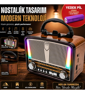ProKAMA Nostaljik Tasarım Solarlı Bluetooth Radyo(YEDEK PİLİ)