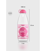 Renga Milky Desenli 1000 ml Cam Şişe 182058 Yeşil (Fuşya)