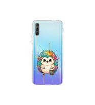 Huawei P Smart Pro ile Uyumlu Splash Kirpi Tasarımlı Şeffaf Silikon Kılıf