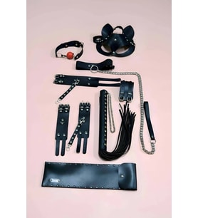 Giyim Fantazi Kırbaç Kelepçe Set, 6'lı Set, Ayak - El Kelepçesi, Maske, Ağız Topu - Brf1308