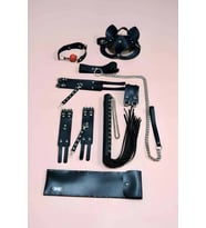 Giyim Fantazi Kırbaç Kelepçe Set, 6'lı Set, Ayak - El Kelepçesi, Maske, Ağız Topu - Brf1308
