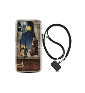 Iphone 12 Pro Uyumlu Kılıf Desenli Silikon Boyun Askılı Ananas Camera Glass 1358