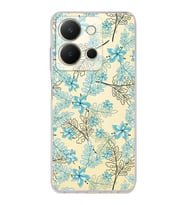 PrintiFy Vivo Y36 Uyumlu Kamera Korumalı Floral Su Yeşili Tasarımlı Şeffaf Silikon Kılıf