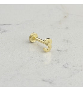 Glorria Altın 3 Rakam Tragus Piercing