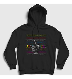 Presmono Unisex Siyah Cool Astroworld Travis Scott Kapüşonlu Sweatshirt 42427tt