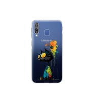 Samsung Galaxy M30 ile Uyumlu Splash Kedi Tasarımlı Şeffaf Silikon Kılıf