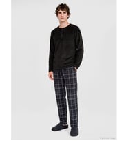 LC WAIKIKI Siyah Regular Fit Ekose Erkek Pijama Takım