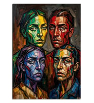 Renkli Dört Yüzlü Pop Art Dekoratif Kanvas - Mdf Ahşap Tablo
