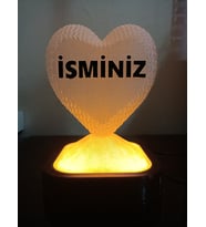 Kişiye Özel Hediyelik Isimli Kalp Figürlü Dekoratif Led Lamba - Adaptörlü (Amber)