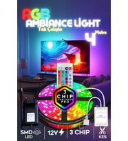 Şerit LED 4 Metre Tv Arkası 16 Renkli Tak Çalıştır Yatak Odası Mutfak Bilgisayar Rgb Led Lambader Animasyon