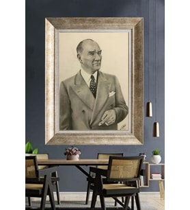 Gümüş Çerçeveli Atatürk Tablo za308