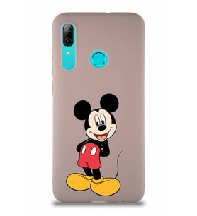 Huawei P Smart 2019 Soft Premier Kapak Mickey Mouse-B Tasarımlı Silikon Kılıf - Pudra (Şeffaf)