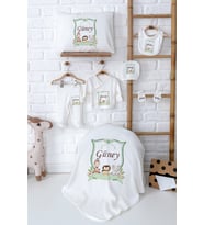 Pia Baby Premium Kişiye Özel İsimli Yenidoğan Erkek Bebek Hastane Çıkışı Set 5060-02 (Ekru)
