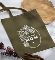 BK Gift Anneler Günü Tasarımlı Haki Kumaş Bez Çanta, Baskılı Omuz Çantası, Alışveriş Çantası, Anneler Günü Hediyesi, Anneye Hediye-4