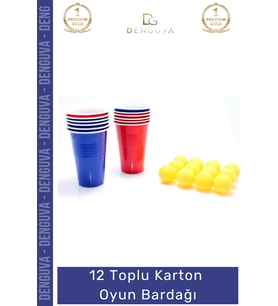 #OyunBardağı Renkli Büyük Boy Bira Kupası Karton Set Eğlenceli Aktivite Dayanıklı 12 Toplu Oyun Bard