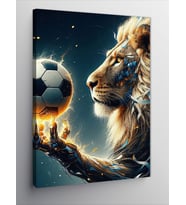 Kanvas Tablo Futbol Oynayan Aslan