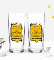 BK Gift Kişiye Özel İsimli DTF Rakı Sözleri Mottolu İkili Rakı Bardağı Seti-9, Arkadaşa Hediye, Sevgiliye Hediye