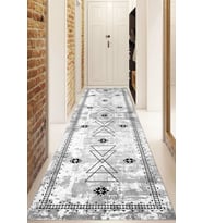 Dijital Baskılı Kaymaz Taban Yıkanabilir Modern Yolluk Ve Koridor Halısı NDU-SD-1030 (Gri)