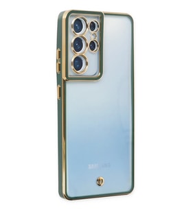 Galaxy S21 Ultra Kılıf Liva Lens Silikon - Yeşil