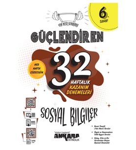 Ankara Yayıncılık 2024 - 2025 Yeni Müfredat 6.Sınıf 32 HAFTALIK SOSYAL BİLGİLER  KAZANIM DENEMELERİ (Çok Renkli)