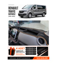 RENAULT TRAFIC KAPAKSIZ (2015-2022) Uyumlu Torpido Örtüsü Torpido Kılıfı - Siyah Kahverengi