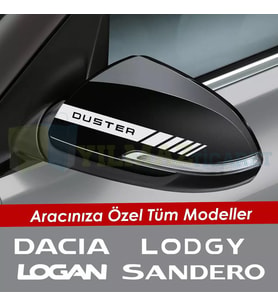Dacia Duster Logan Lodgy Sandero Yan Dikiz Ayna Şerit Oto Sticker Etiket Yapıştırma Çıkartma 3 Çift ( 20 X 2 Cm Ölçü )