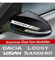 Dacia Duster Logan Lodgy Sandero Yan Dikiz Ayna Şerit Oto Sticker Etiket Yapıştırma Çıkartma 3 Çift ( 20 X 2 Cm Ölçü )