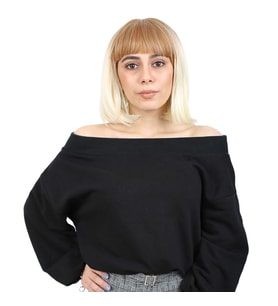 Kısa Küt Perçemli Fiber Sen Peruk / Balköpüğü / Platin Ombreli