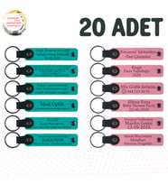 Koyu Turkuaz & Pembe, Kişiye Özel Yazılı Anahtarlık, Müzik Atölyesi Katılımcılarına Hatıra 20’li Set