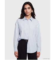 LCW Vision Mavi Çizgili Oversize Kadın Gömlek