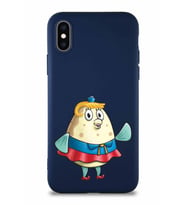 Apple iPhone XS Soft Premier Kapak Bayan Puff Tasarımlı Silikon Kılıf - Lacivert (Şeffaf)