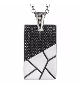 925 Ayar Gümüş Mini Zirkon Taşlı Modern Erkek Kolye