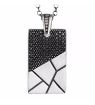 925 Ayar Gümüş Mini Zirkon Taşlı Modern Erkek Kolye
