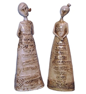 İKİLİ KIZ FİGÜR, 18 cm. El Boyaması Biblo, Dekoratif El Sanatları, ev & ofis özgün süs dekor ürünü