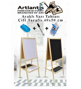 Ayaklı Yazı Tahtası Çift Taraflı 40x50cm 1 Adet Çocuk Yazı Tahtası Alıştırma Tahtası