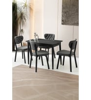Mini 60 x 100 Milano Koyu Gri Mdf Ortadan Açılır Masa 4 Adet Simge Sandalye
