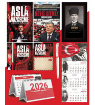 Asla Vazgeçme - Ayraç - Kartpostal - Poster - Böyle Gitmez -  2026 Ajanda Kalpaklı - Ay Yıldız Duvar Takvimi - Masa Takvimi