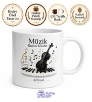 Klasik Müzik Piyano Tuşları Keman Temalı Kupa Bardak Müzisyen Hediye
