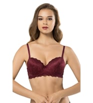 Destekli Balenli Sütyen (Bordo)