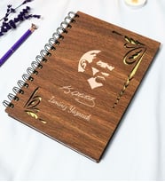 Kişiye Özel Mustafa Kemal Atatürk Desenli Ahşap Kapaklı Defter - Ajanda - İsme Özel - A5 60 Yaprak (120 SAYFA) Hediyelik (Gold)