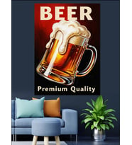 Bira Bardağı Köpüklü Premium Dekoratif Kanvas - Mdf Ahşap Tablo